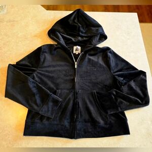 Juicy By Juicy Couture Black Velour Zip Up Hoodie Size Xlarge